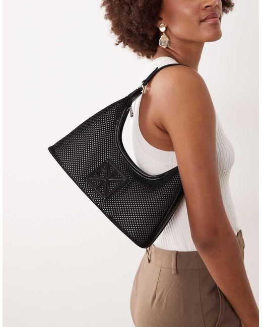 Calvin Klein Black Jeans Mesh Emblem Logo Shoulder Bag With Purse