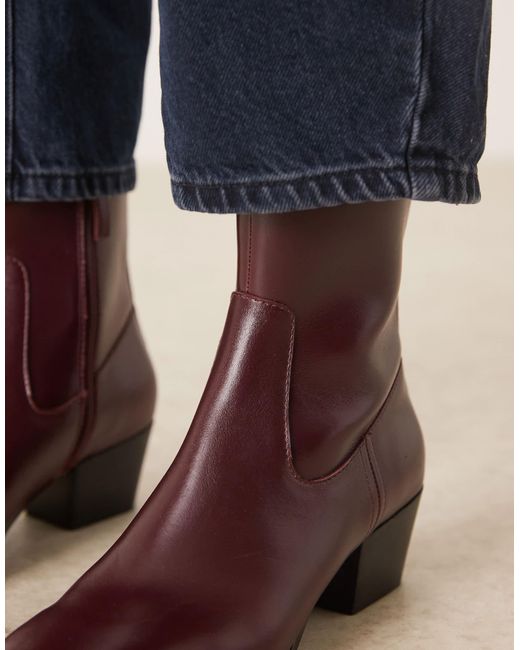 Mango Blue Square Toe Heeled Ankle Boot