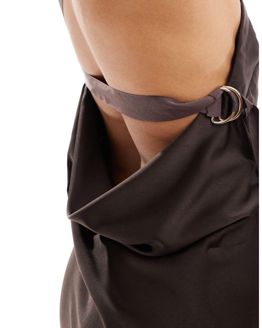 ASOS Black One Shoulder Maxi Dress With Grosgrain Strap