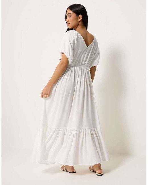 PixieGirl White Petite Puff Sleeve Maxi Dress