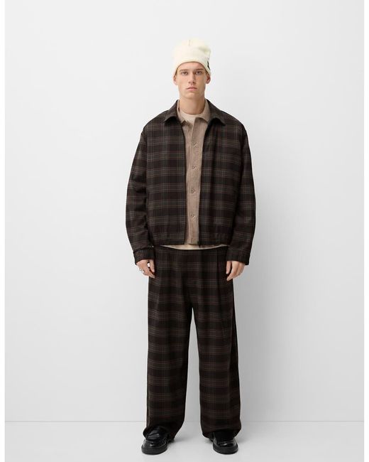 Bershka Gray Collection Checked Jacket Co-ord for men