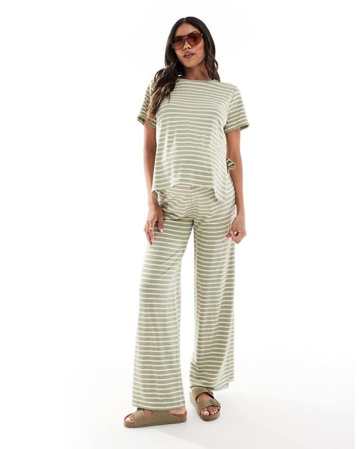 Camiseta Caqui A Rayas De Mamalicious Maternity (Parte De Un Conjunto)-Verde Mama.licious de color Gray