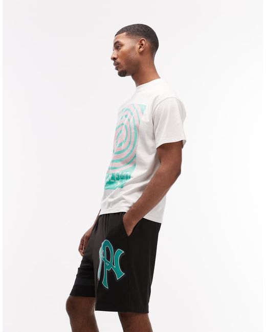 No Problemo White Mesh Board Shorts With Nyp Logo for men