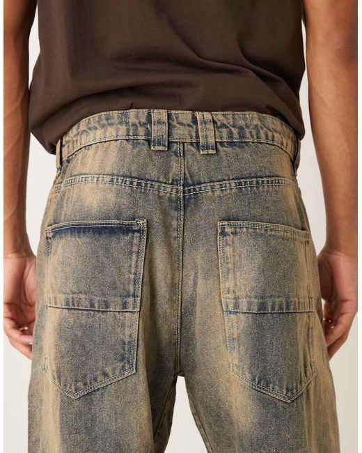 Brave Soul Natural Wide Leg Seam Detail Denim Jeans for men
