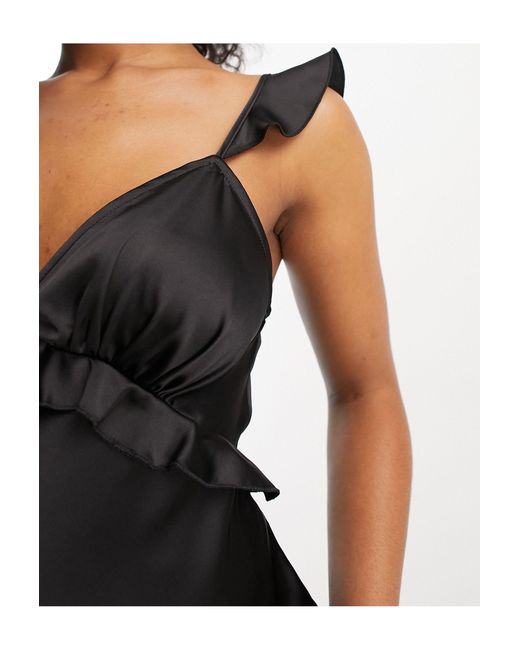 Vestido lencero corto negro con detalle de Miss Selfridge de color Blanco |  Lyst