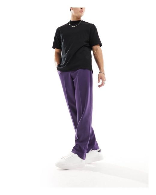 ASOS Purple Smart Wide Leg Trousers for men