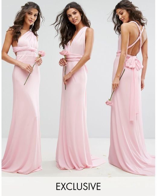 Robe longue multipositions pour demoiselles d'honneur TFNC London en coloris Pink