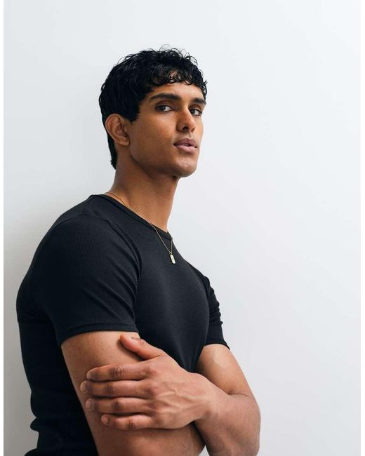 ASOS Black Essential Muscle Fit T-Shirt for men