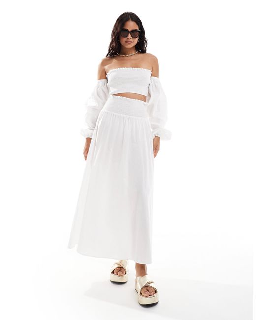 Jupe d'ensemble longue à taille froncée ASOS en coloris White