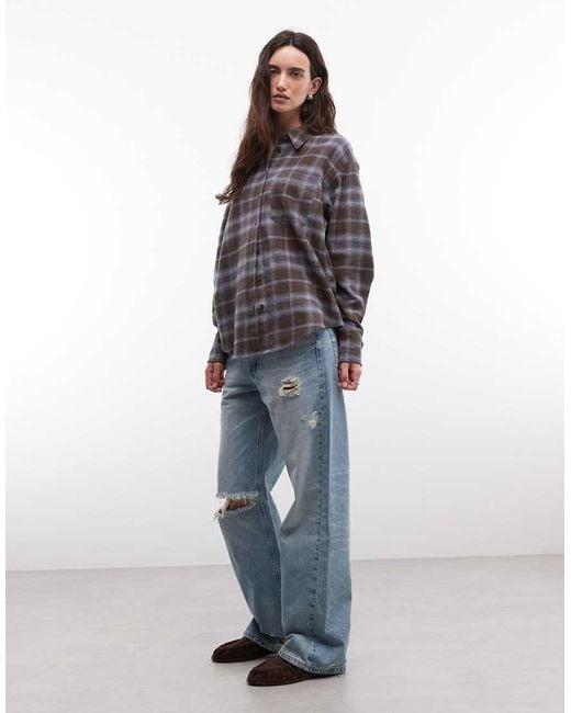 ASOS Brown Oversized Brushed Shirt