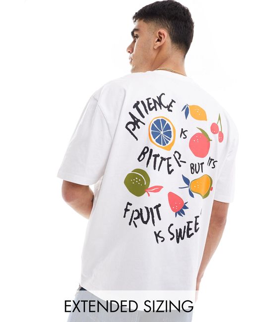 T-shirt oversize à imprimé formes abstraites au dos ASOS pour homme en coloris White