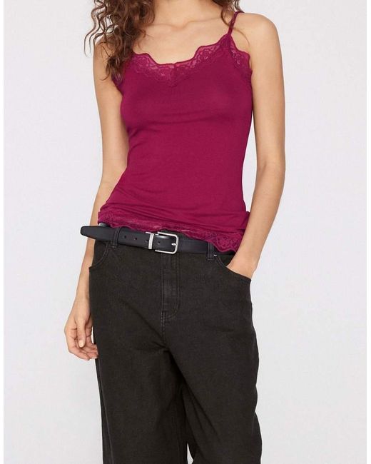 Tezenis Purple Viscose And Lace Camisole