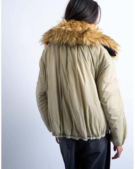 Giacca Bomber Ibrida Double-Face Con Colletto di TOPSHOP in Black