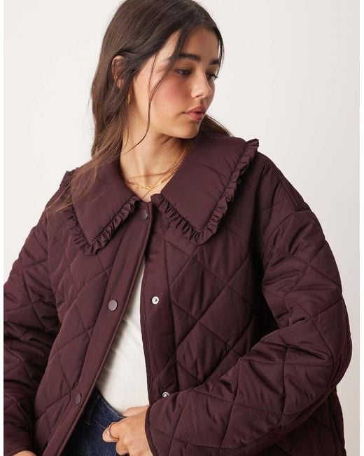 Abrigo Largo Guateado De -Morado Miss Selfridge de color Purple