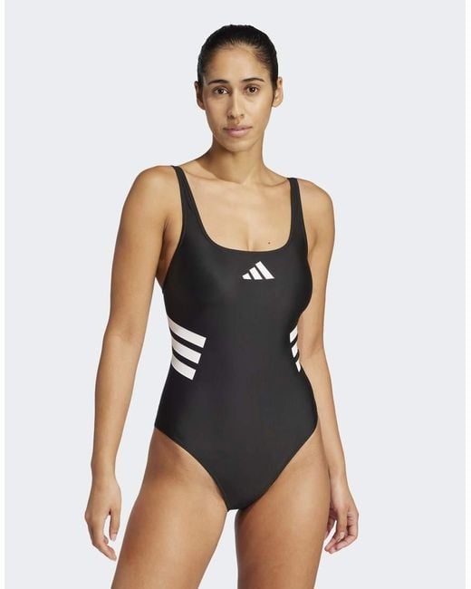 Adidas Originals Black 3-Stripes U-Back Swimsuit