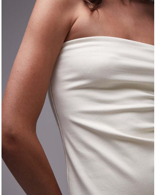 TOPSHOP Brown Bandeau Poplin Mix Mini Dress