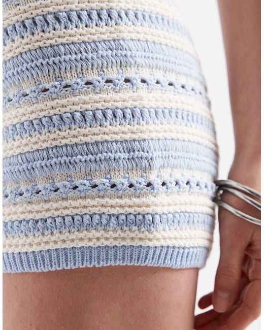ASOS Blue Crochet Knit Micro Short Co-ord