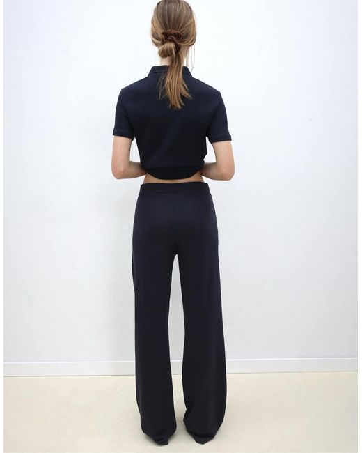 Stradivarius Blue Soft-Touch Formal Joggers