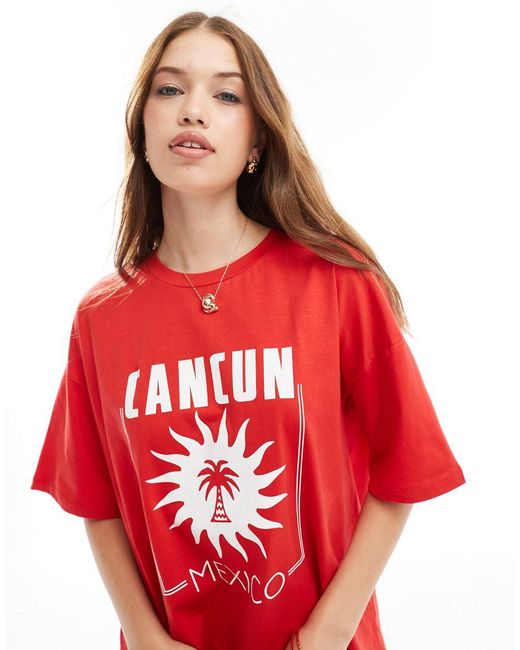 ASOS Red Oversized T-shirt With Mexico Graphic