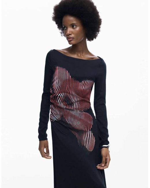 Desigual Blue Pixelated Midi Dress
