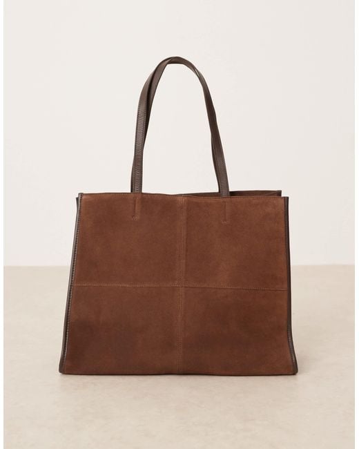 Mango Brown – strukturierte tragetasche aus wildleder