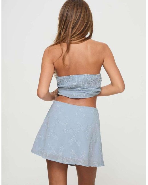 Princess Polly Blue All My Friends Embroidered Flower Detailing Mini Skirt
