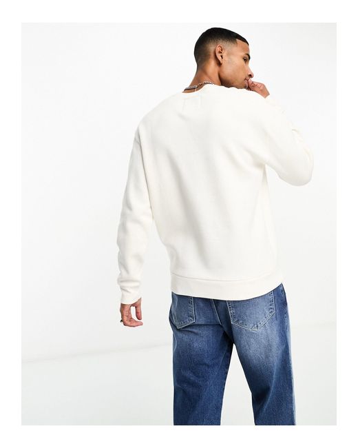 Hollister Mixed Media - Ruimvallend Sweatshirt Met Ronde Hals En Groot Logo in het White voor heren
