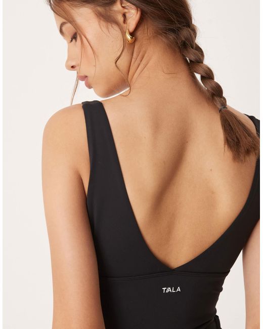 Tala Black Dayflex Built-in Support V Neck Unitard