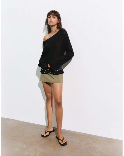 Pull&Bear Black Rustikaler pullover