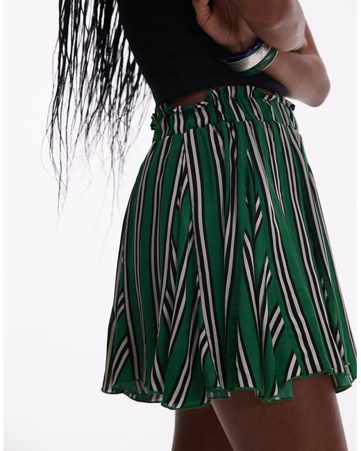 TOPSHOP Multicolor Cotton Flippy Mini Skirt With Godets