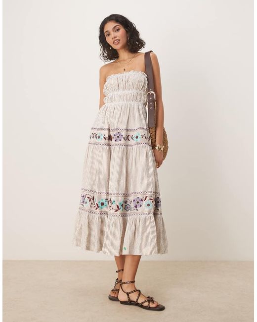 Free People Natural Kalani Striped Bandeau Maxi Dress