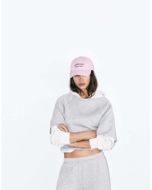 Pull&Bear Pink Amalfi Embroidered Cap