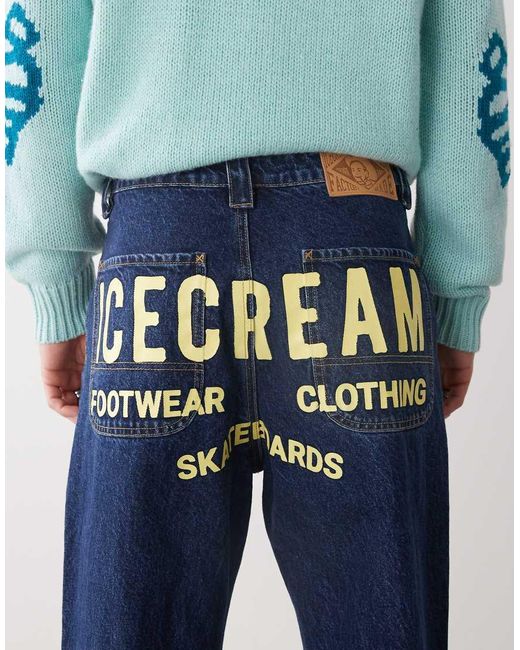 Vaqueros Azul Añil Con Estampado Cowboy De -Azul Marino ICECREAM de hombre de color Blue
