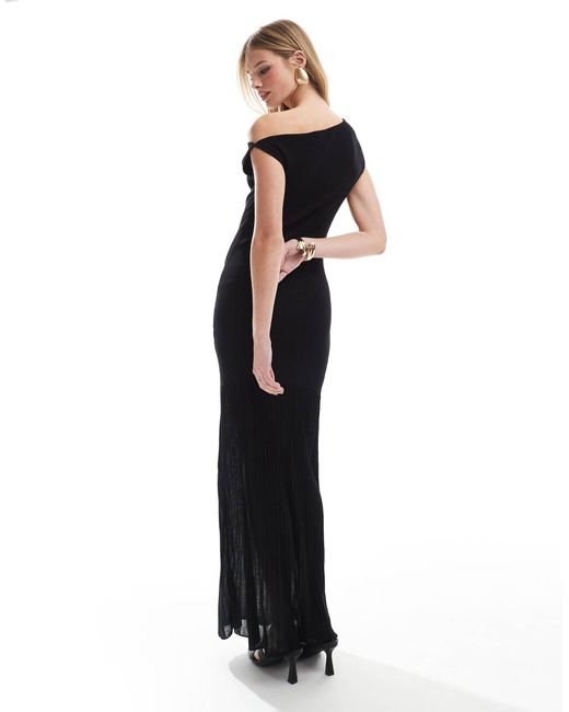 Robe longue en maille nervurée à épaules dénudées avec jupe transparente 4th & Reckless en coloris White