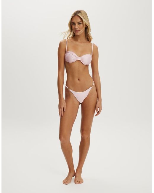 Cotton On Natural Gathered Thin Strap Balconette Bikini Top