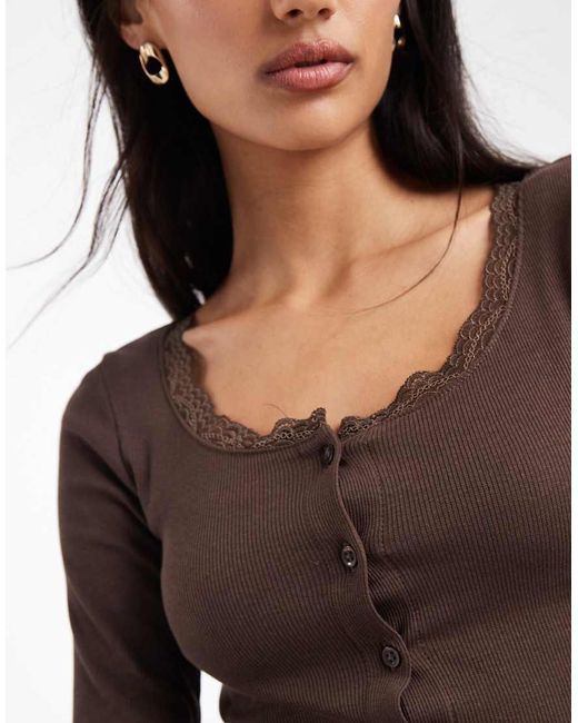 Brave Soul Black Fine Knit Cami And Cardigan Set With Lace Detail