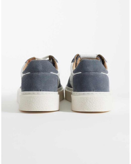 ASOS Blue Panelled Lace Up Trainers With Gum Sole for men