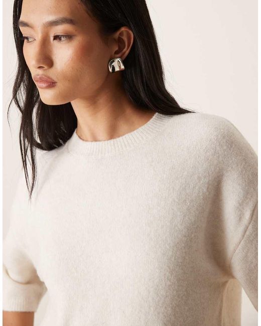 Jdy Natural Short Sleeve Knitted Jumper With Wool