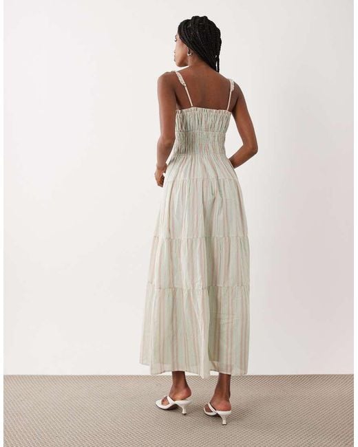 Abercrombie & Fitch Natural V Neck Button Through Maxi Dress