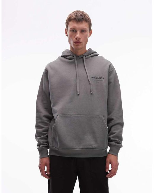 AllSaints Gray Underground Hoodie for men