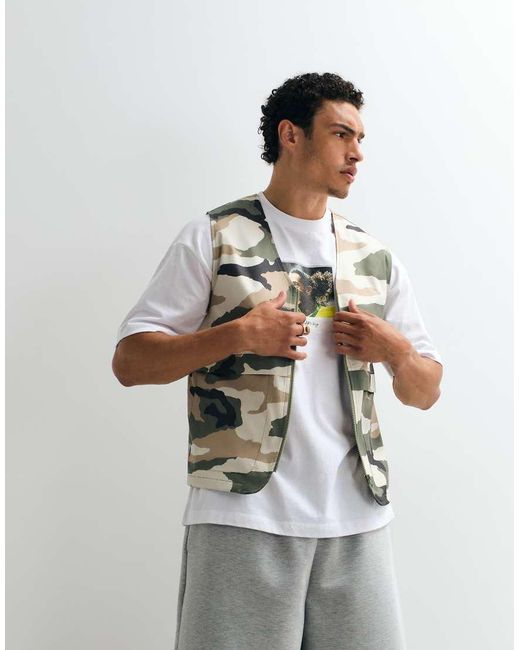 Gilet Utility Stormmax Idrorepellente Con Stampa Mimetica di ASOS in White da Uomo
