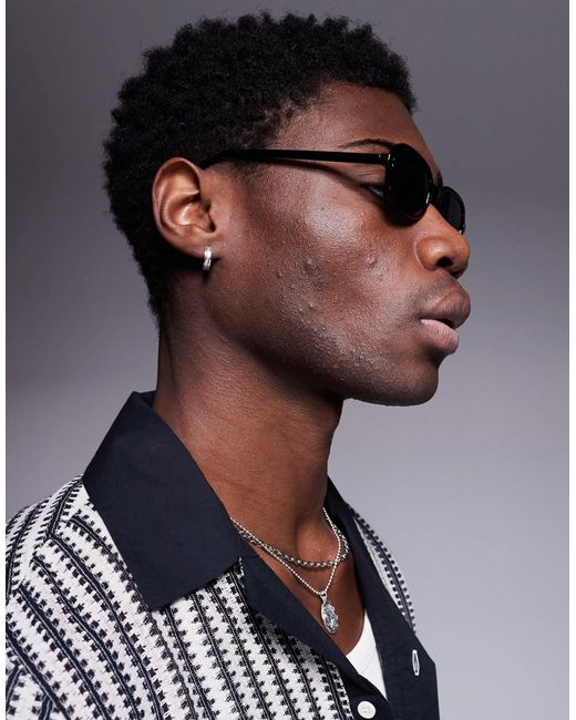 ASOS Black Retro Frame Square Sunglasses With Smoke Lens for men