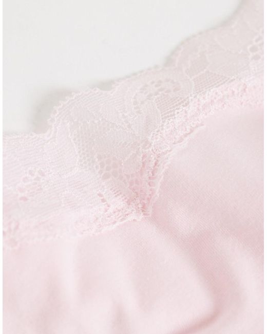 ASOS Pink 3 Pack Cotton Thong With Lace Trim