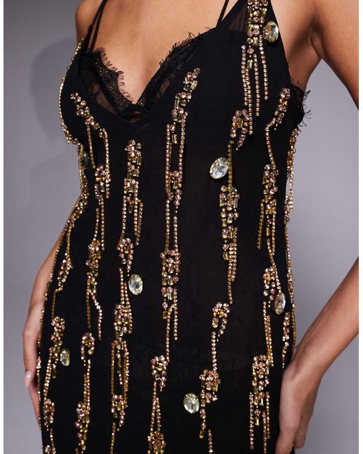 Robe courte et ornée ASOS en coloris Gray