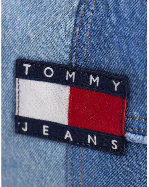 Tommy Hilfiger Blue Patchwork Denim Shoulder Bag With Logo