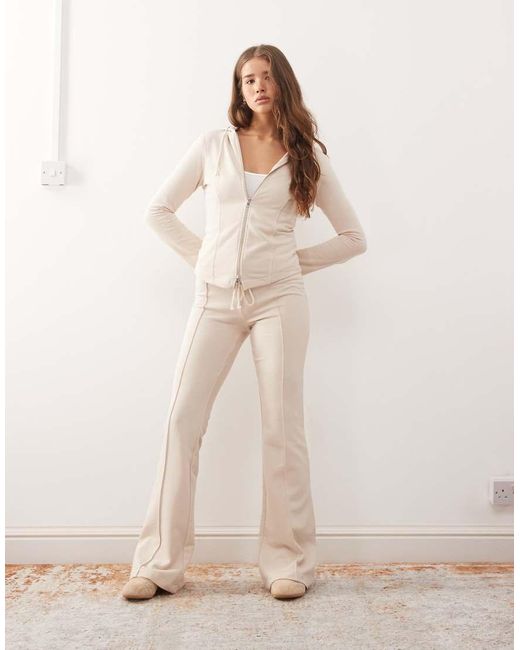 Monki Natural Fitted Co-ord Hoodie With Flared Sleeve