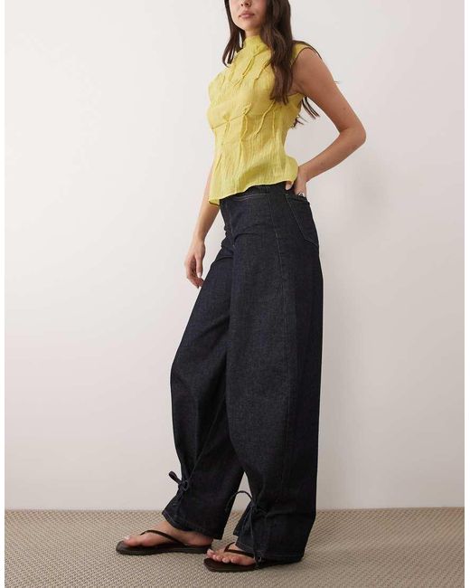 ASOS Blue Tie Ankle Barrel Jeans