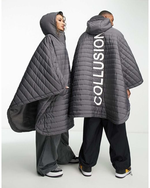 Collusion Gray Unisex – gesteppter poncho