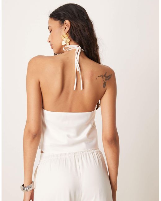 Y.A.S White Halter Neck Corsage Detail Top Co-ord