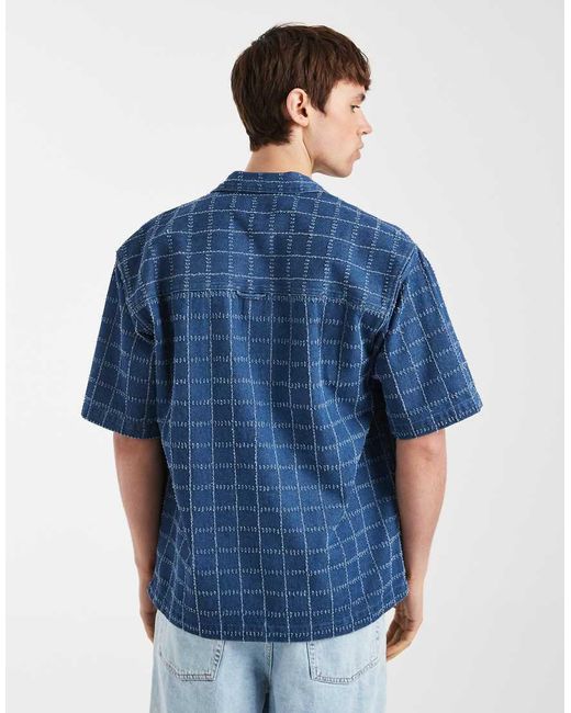 Redefined Rebel Blue Elton Oversized Shirt for men